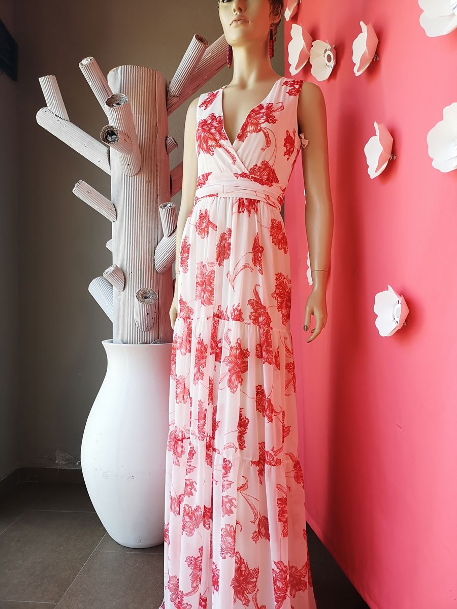 Vestido blanco y rojo